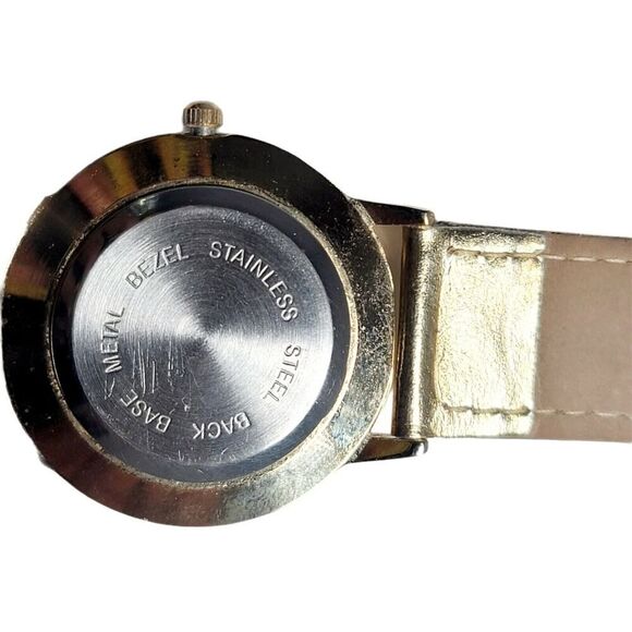 Santa Claus Christmas Holiday Watch Wristwatch Gold Band Moving Rhinestone WORKS - Picture 4 of 6